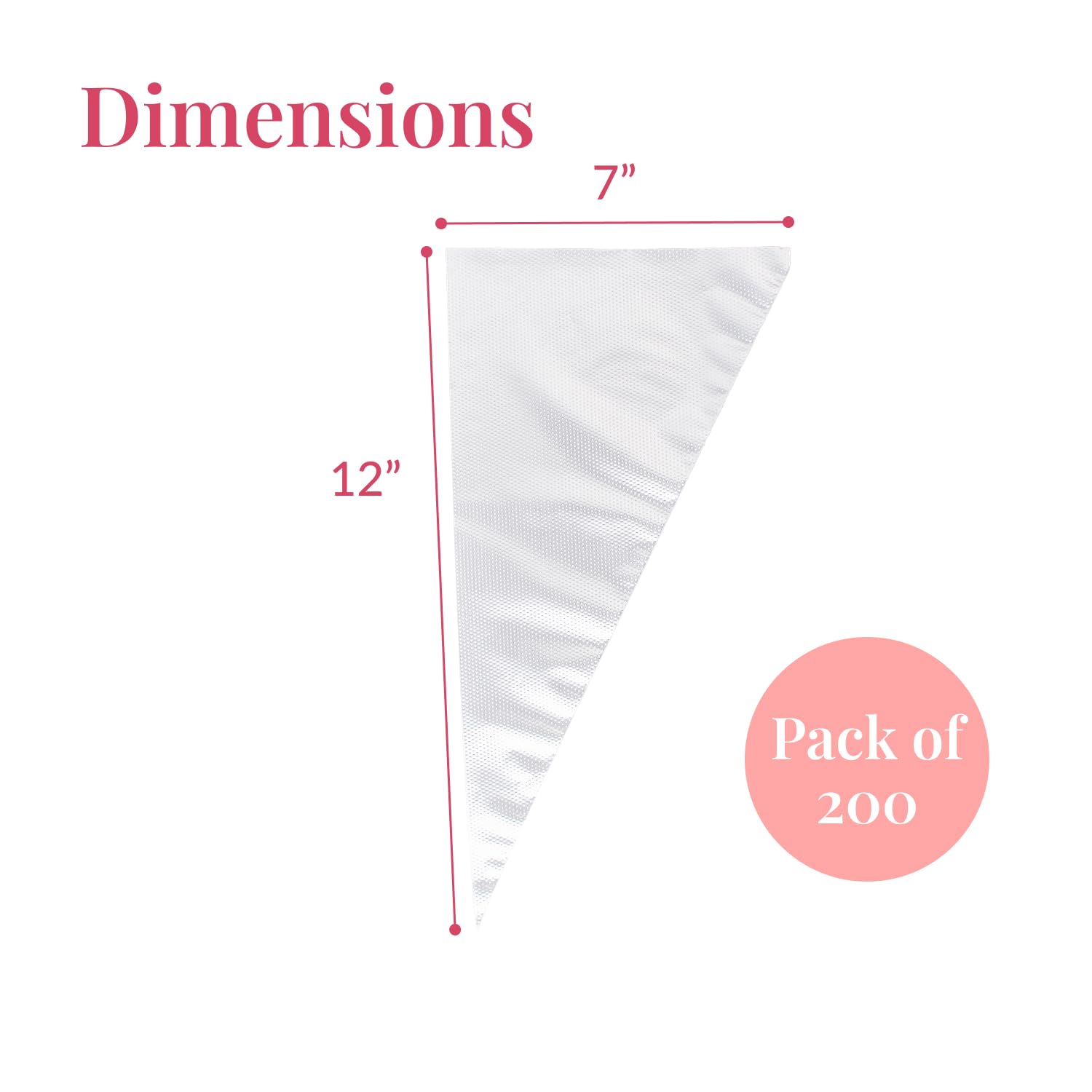 Set of 200 - Anti Burst Piping Bags 12 Inch - Prestee Tipless Icing Bags - Durable Frosting Piping Bag Tools - Pastry and Cookie Decorating Supplies