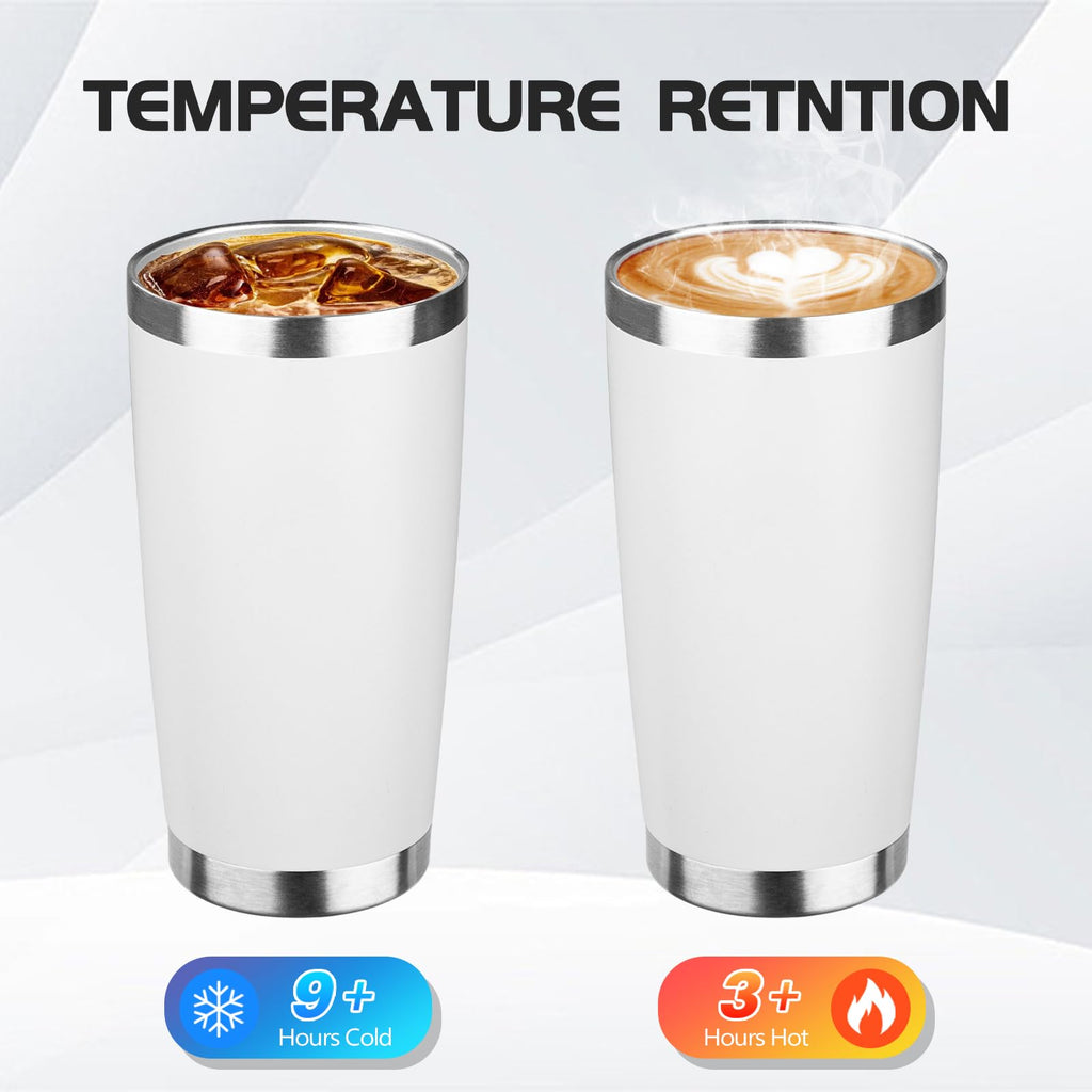 StarSpeed 20oz Stainless Steel Travel Coffee Tumbler,White