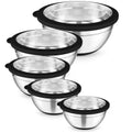 TeamFar Mixing Bowls, Salad Bowls with Transparent Airtight Lids, Black