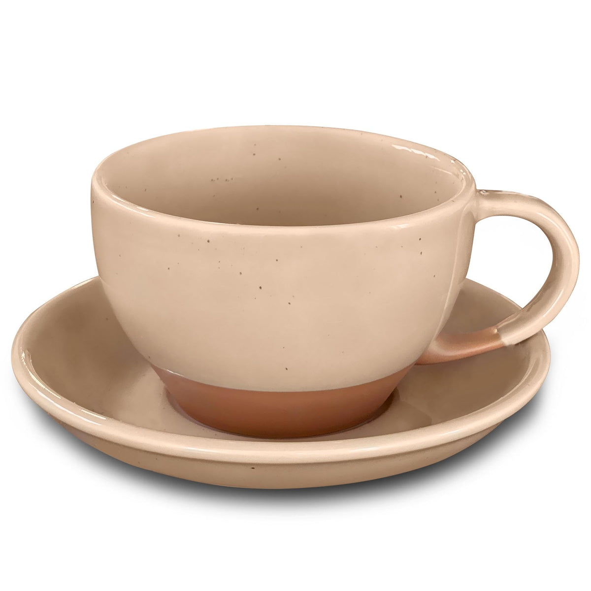 MORA Ceramic Latte Art Mug With Saucer - 10.5 oz, Round Bottom For Perfect Pours - Cafe Cups for Cappuccino, Espresso, Coffee, Tea etc - Porcelain Set for Baristas, Great Gift - Earl Grey