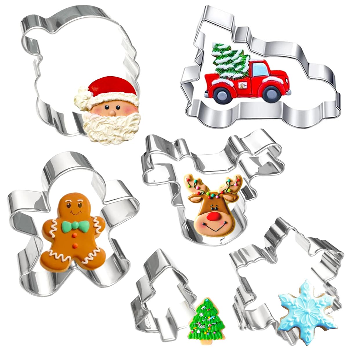 Kanehosi Christmas Cookie Cutters 6Pcs Large, Christmas Theme Cookie Cutter
