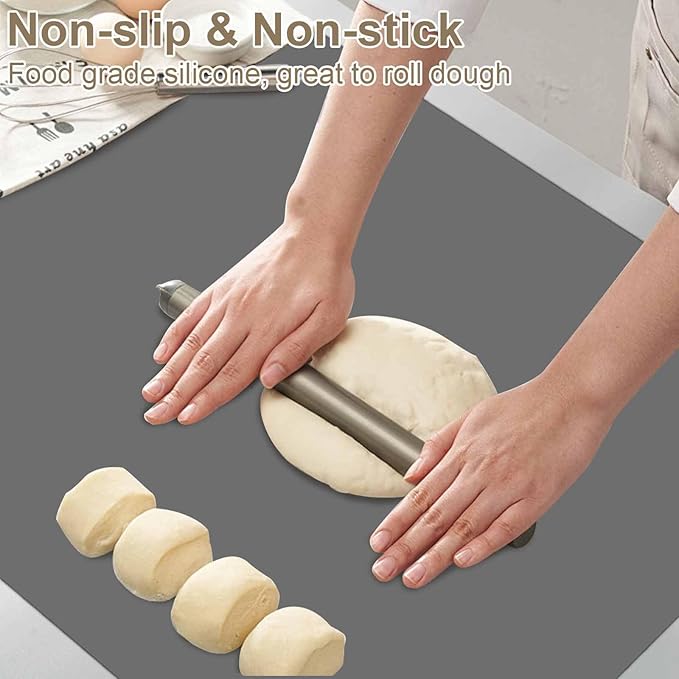 47.2"x23.6"(120cmx60cm) Large Silicone Mat for Kitchen Counter, Non-Slip Heat Resistant Countertop Protector, Waterproof Multipurpose Mat for Kitchen Island, Light Gray