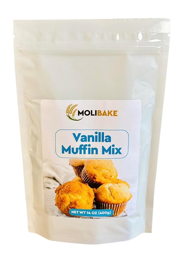 Molibake Vanilla Muffin Mix - Pack of 1 – Premium Vanilla Muffin Baking Mix for Home Oven and Muffins Maker – 14 oz – All-Natural Easy-to-Use Mix for Fluffy, Bakery-Style Homemade Muffins