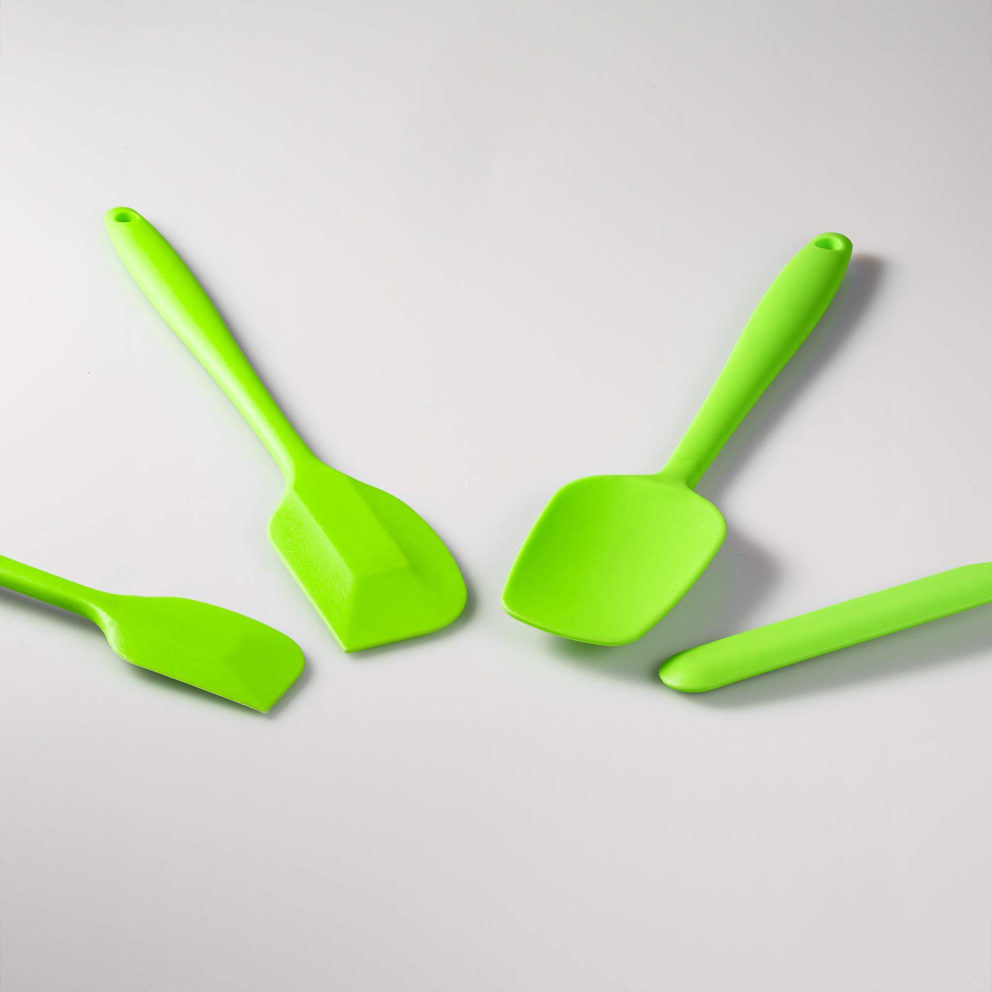 JXWING 4-Piece Silicone Spatula Set with Stainless Steel Core, Green