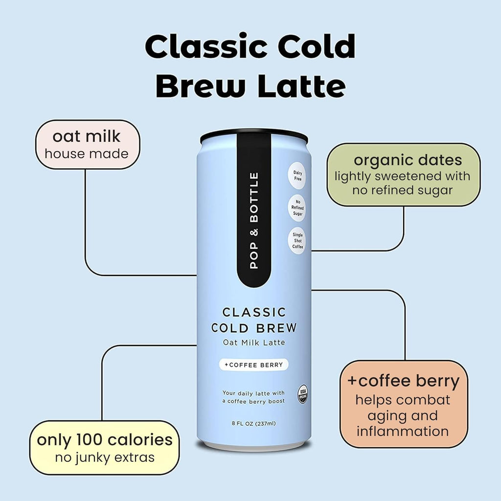 Pop & Bottle - Lattes - Classic & Matcha, 8 Fl Oz (Pack of 12), 6 Each