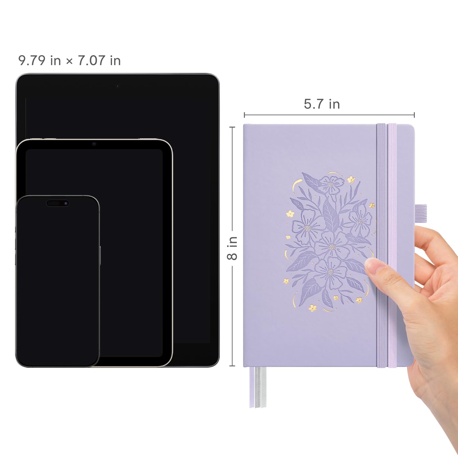 &And Per Se 365 Page Journal – A5 Hardcover Lined Notebook, One Book for the Whole Year, 100gsm Thick Paper, Numbered Pages & 3 Bookmarks, Annual Diary for Daily Writing (Lavender)