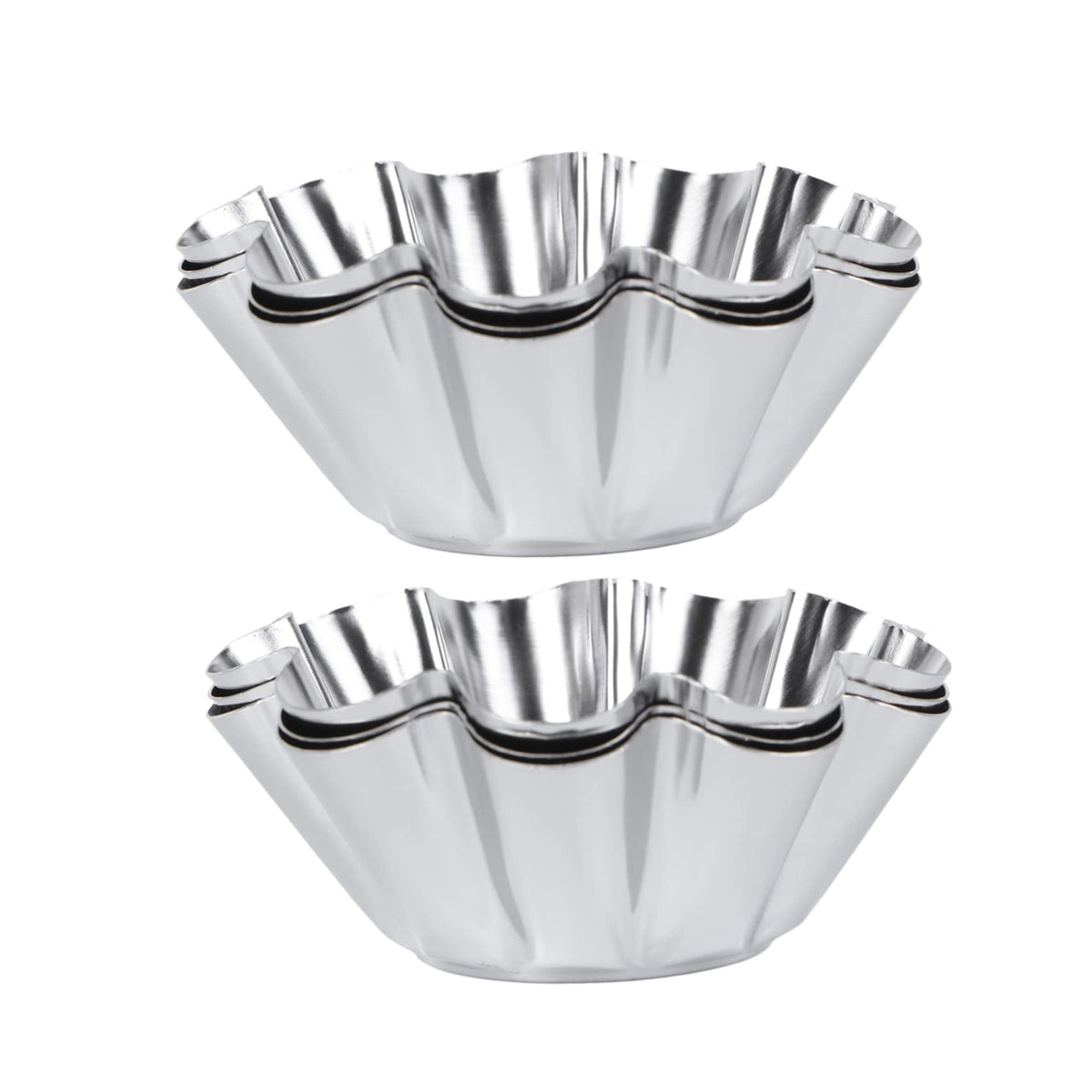 Mikinona 6Pcs Stainless Steel Chrysanthemum Tart Pans Non-Stick Flower Muffin Cups for Baking Egg Tarts Cupcakes and Diy Parties
