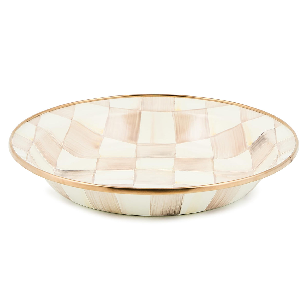 MACKENZIE-CHILDS Enamel Pie Plate, Black-and-White Courtly Check