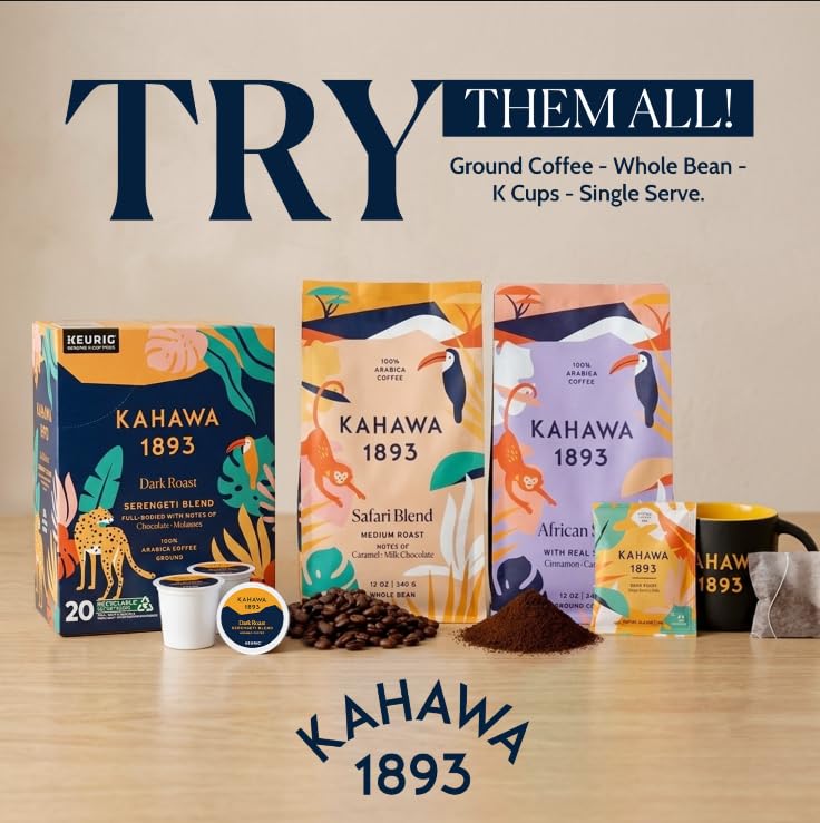 Kahawa 1893 Medium Roast Coffee K-Cup Pods Safari Blend (20 Count)