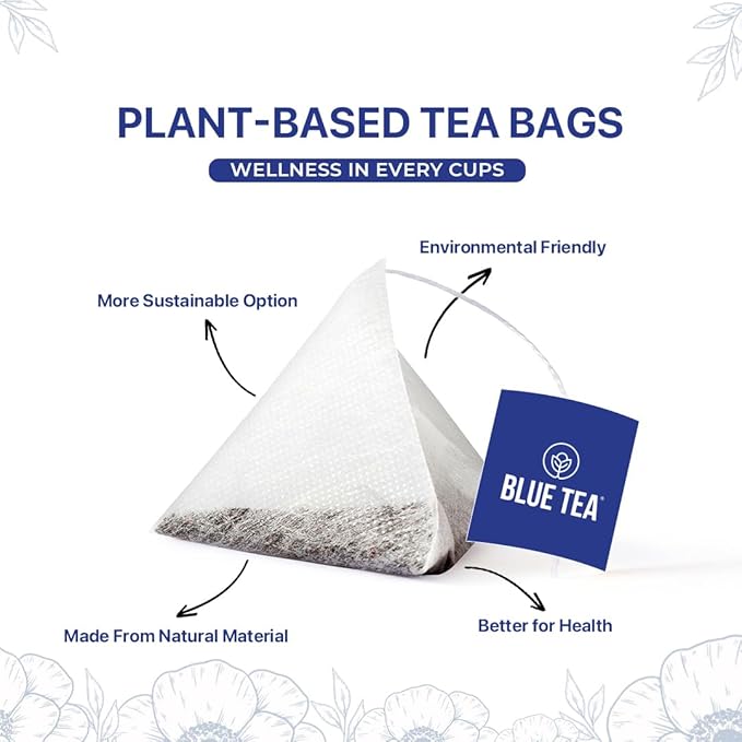 BLUE TEA - Butterfly Pea Flower Tea - 10 Count (Pack of 2) - Pyramid Plant Based Tea Bag | ANTIOXIDANT RICH | Caffeine Free - Detox Tea - Flower Based - Herbal Tea - Non Bitter | Zipper Pack
