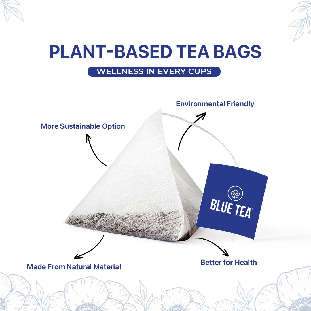 BLUE TEA - Butterfly Pea Flower Tea - 30 Count - Pyramid Plant Based Tea Bag | ANTIOXIDANT RICH | Caffeine Free - Detox Tea - Flower Based - Herbal Tea - Non-GMO | Tin Pack