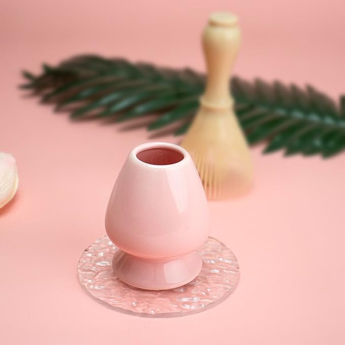 Matcha Tea Whisk Holder, 70mm Chasen Stand, Matcha Whisk Stand Ceramic Holder Chasen Stand fit for Traditional Japanese Tea Matcha Chasen Tea Set Accessories (pink)