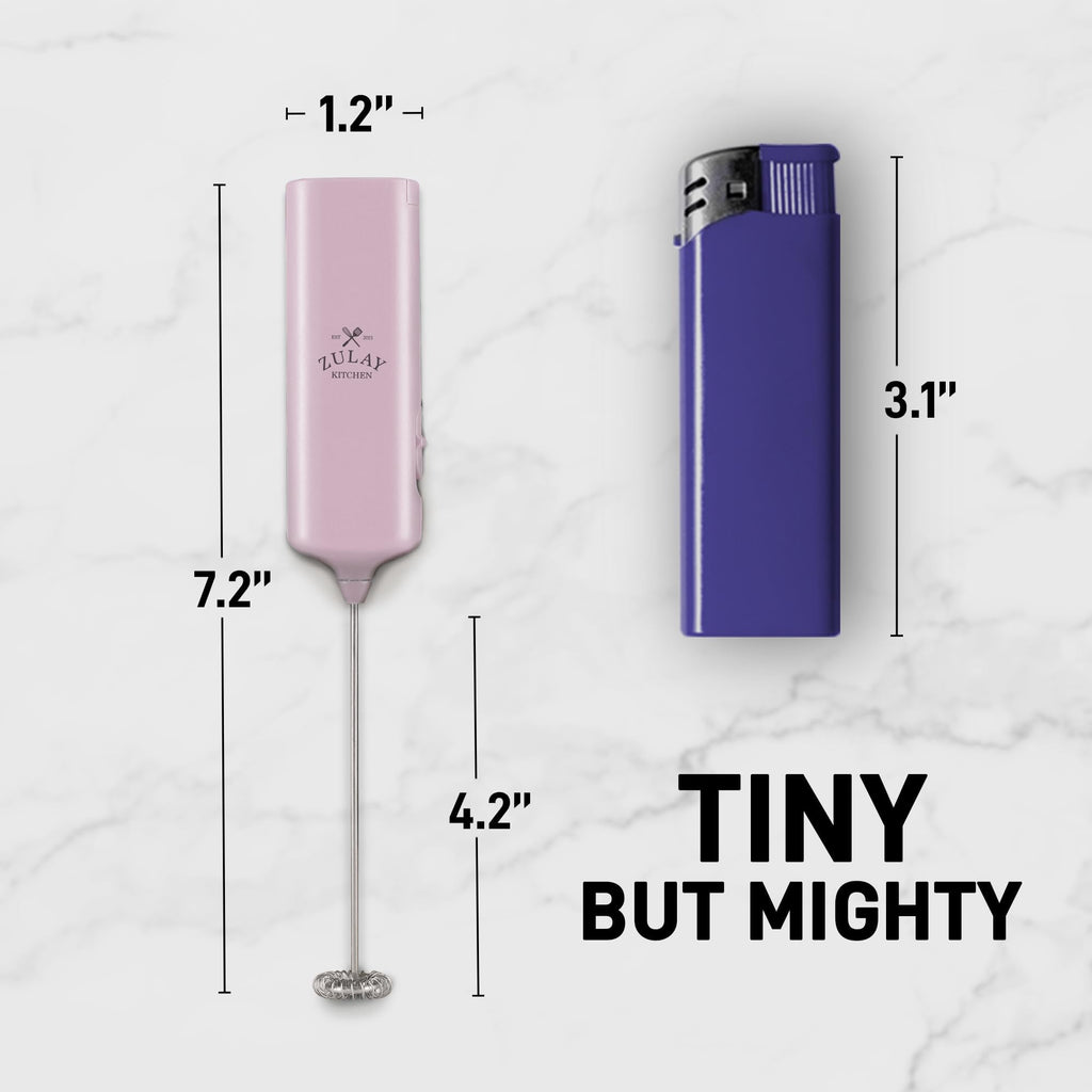 Mini & Mighty Milk Frother Wand – Powerful Handheld Coffee Frother, Battery Operated Drink Mixer – Compact Pocket Size – Detachable Whisk for Latte, Cappuccino, Matcha, Hot Chocolate
