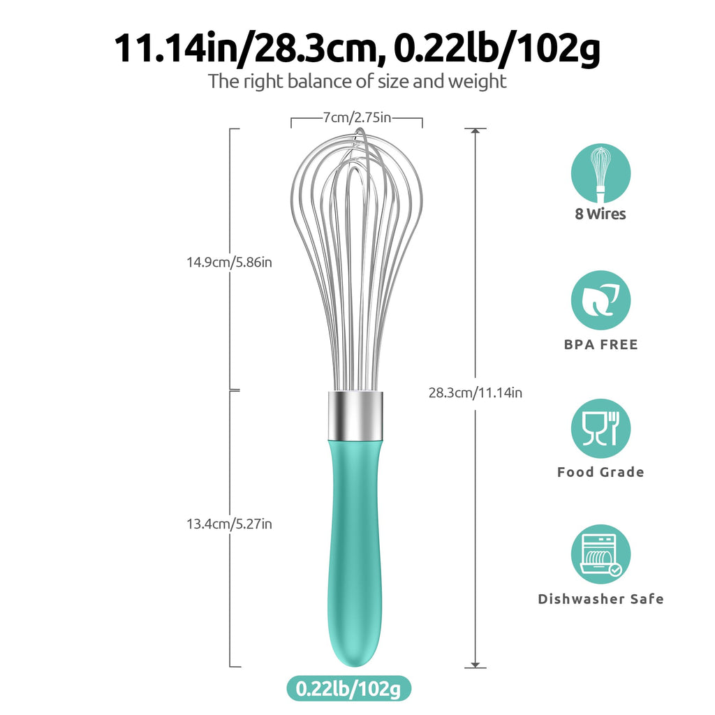 U-Taste Wire Whisk for Cooking, 18/10 Stainless Steel Wisk, M/Aqua Sky