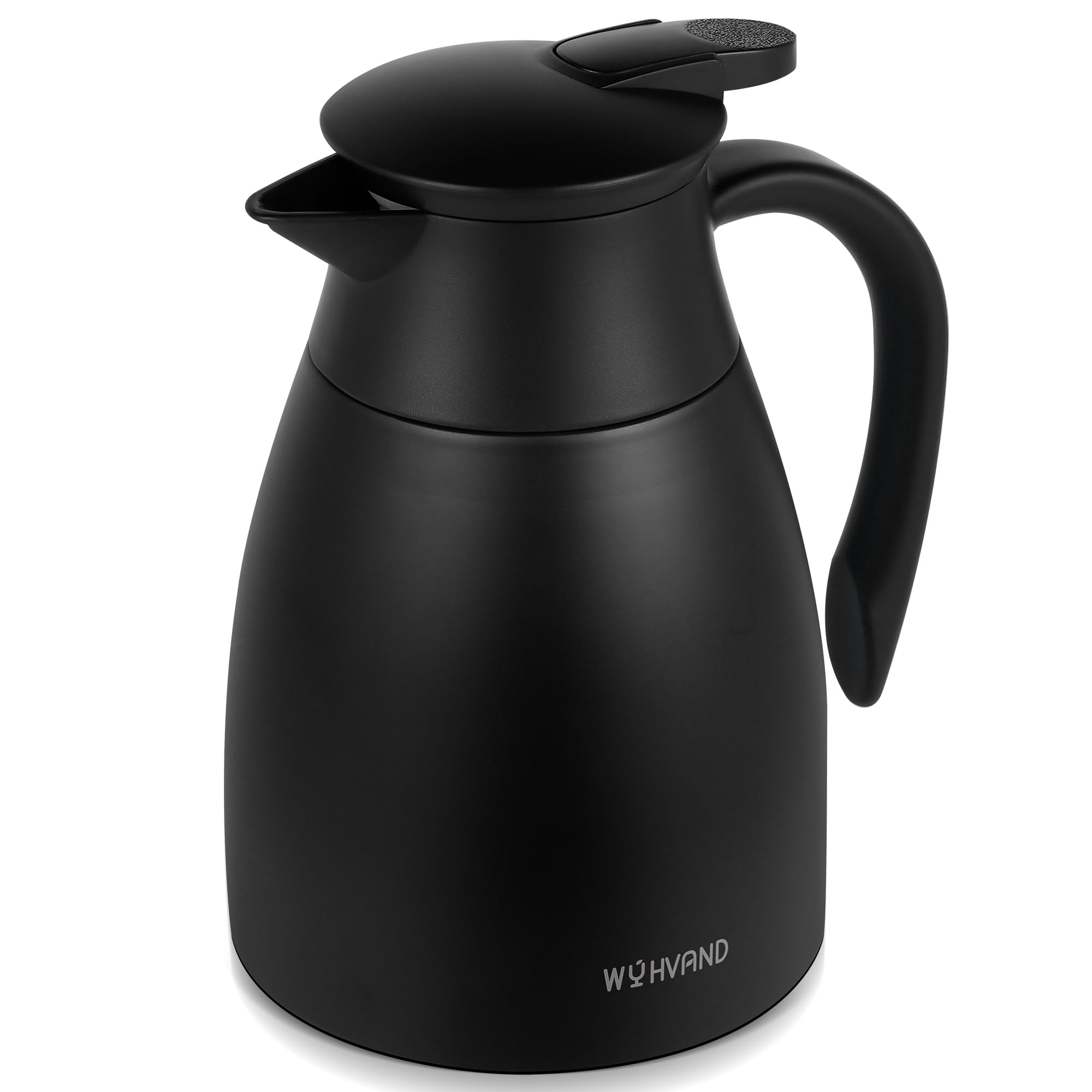 WYHVAND Thermal Coffee Carafe, 34 oz, Leakproof Push-Button Lid, Black
