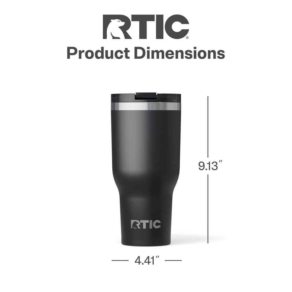 RTIC 40oz Essential Tumbler with Lid, Ceramic Lined, Black