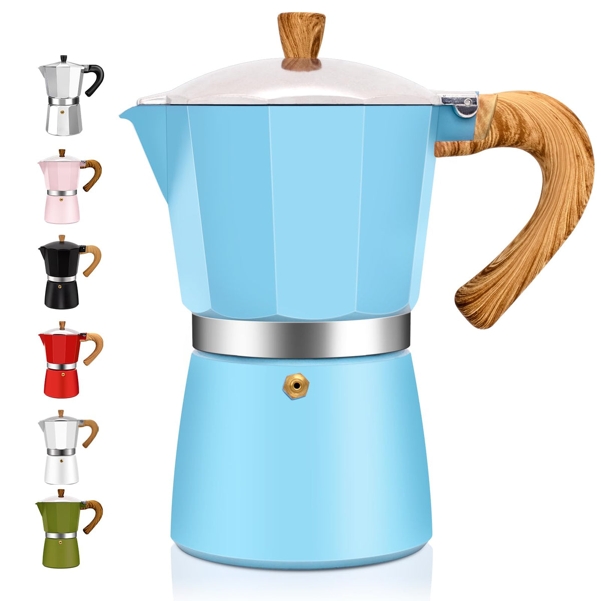 DITOSH 6 Cup Aluminum Espresso Stovetop Moka Pot Express Coffee Maker Percolator Italian Classic Mocha Coffee Machine for Italian and Cuban Cafe Brewing for Home & Camping 300ml 10oz