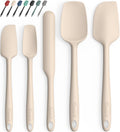 Coukre Silicone Spatula Set of 5,High Temperature Resistant, Food Grade Silicone, Dishwasher Safe, for Baking, Cooking (Pure Beige)