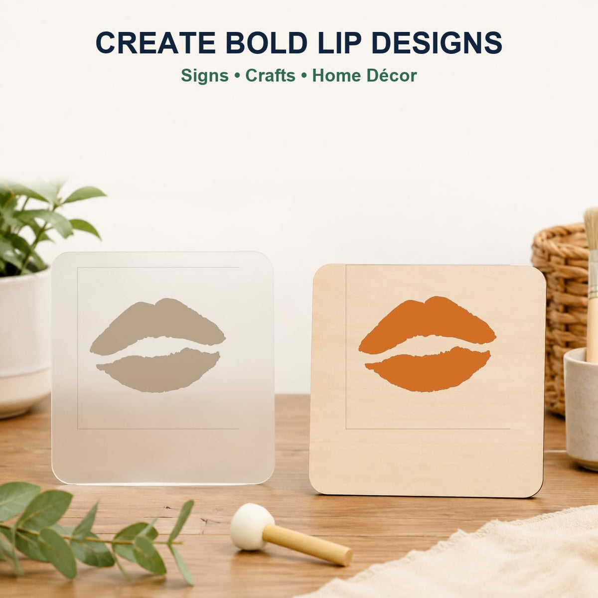 MAGJUCHE Lip Stencil 12 Inches, Reusable Kiss Stencil for Painting DIY Crafts Decor