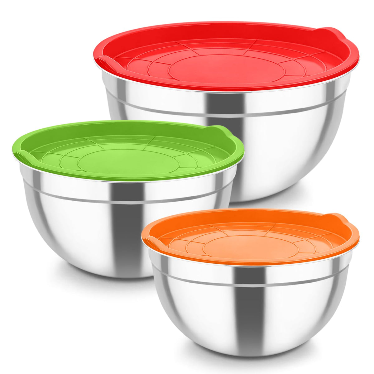 TeamFar Mixing Bowls, Stainless Steel Nesting Salad Bowls & Airtight Lids