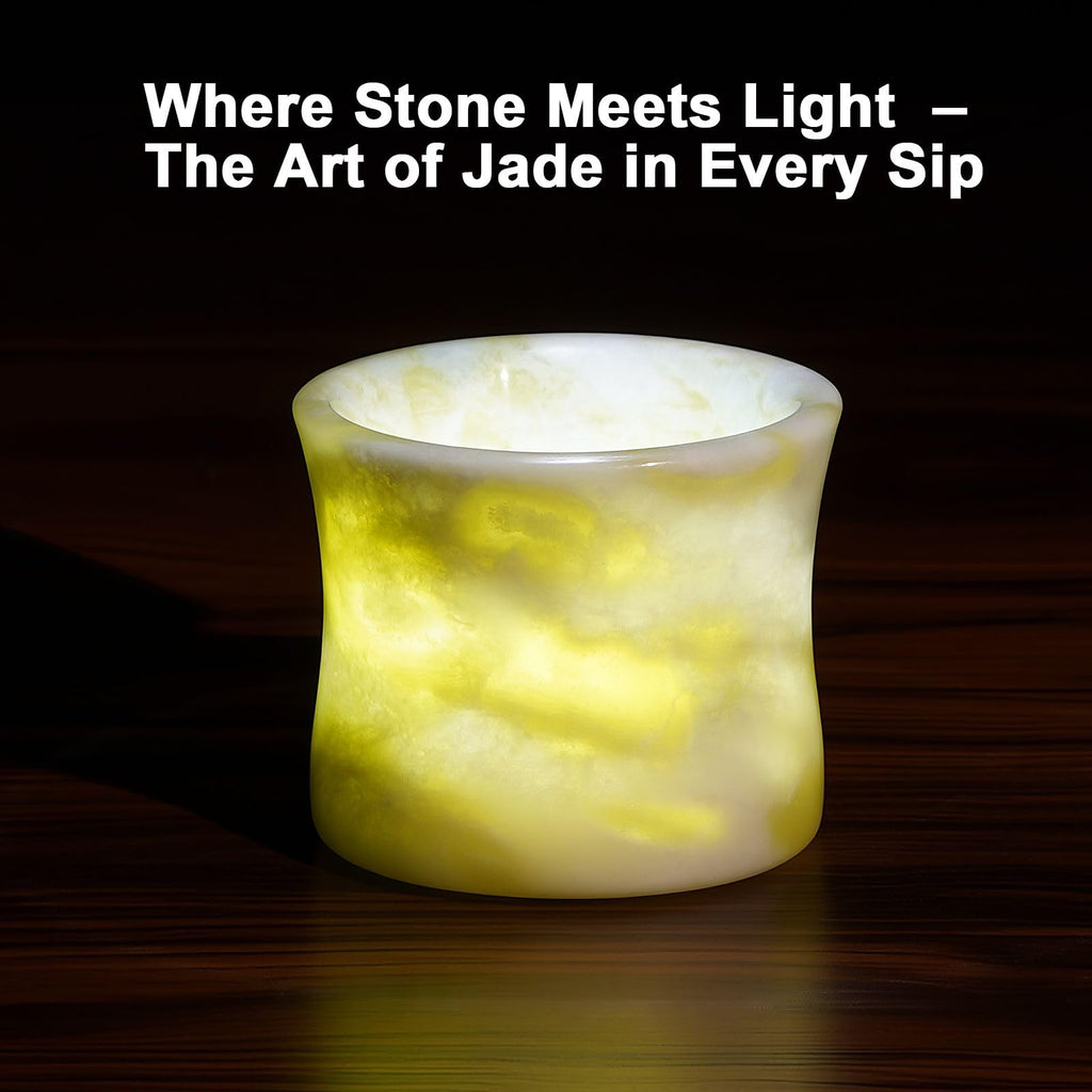 Natural Jade Shot Glasses Set of 2, Bamboo Joint Shape,1.3 oz Espresso Cups