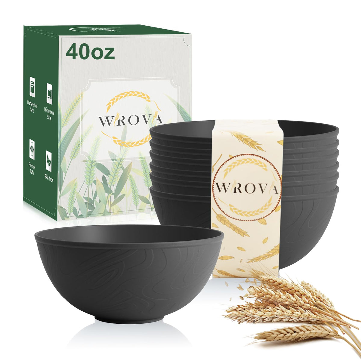 Wrova Mini Wheat Straw Bowls Set of 6, Unbreakable Snack Bowls for Kids