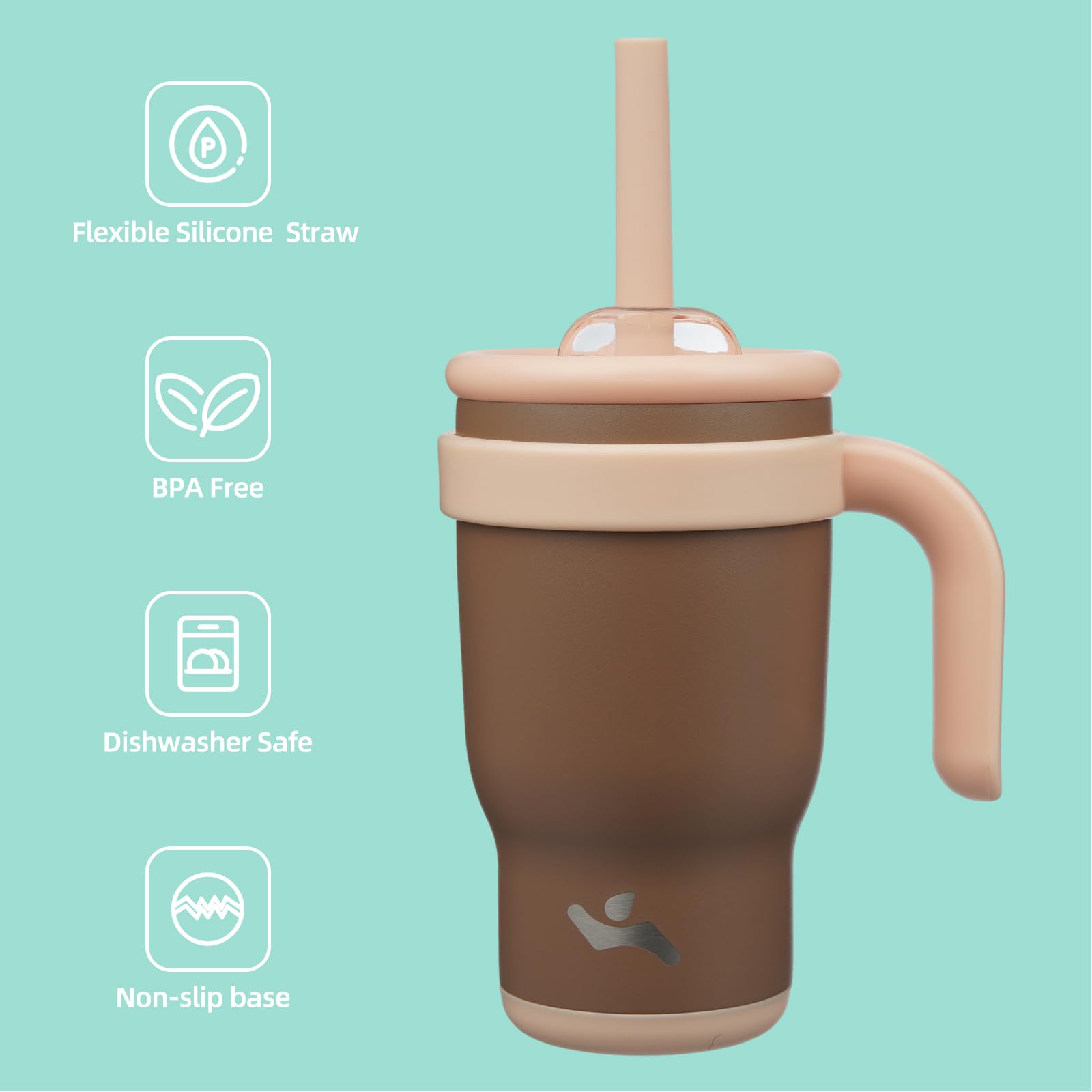 Konokyo 14 oz Tumbler with Handle and Straw, Insulated Travel Mug