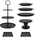 Set of 7 Black Cake Stands Metal Dessert Display Holder Round 3 Tier Cupcake Stand Serving Tray Platter Cake Pedestal Stand for Party Weddings Birthday Baby Showers Anniversary