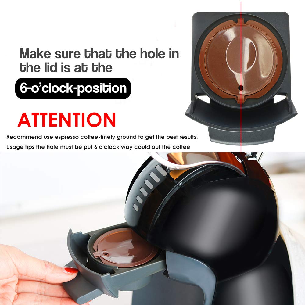 Refillable Capsules Reusable Coffee Pods Compatible for Nescafe Dolcc Gusto Brewers rich crema version（1Pcs Black+2 Pcs Brwon）