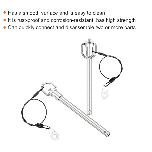 UXCELL 1 Pcs Quick Release Pin, 3/8" x 4" (Dia. x L), Stainless Steel, Silver