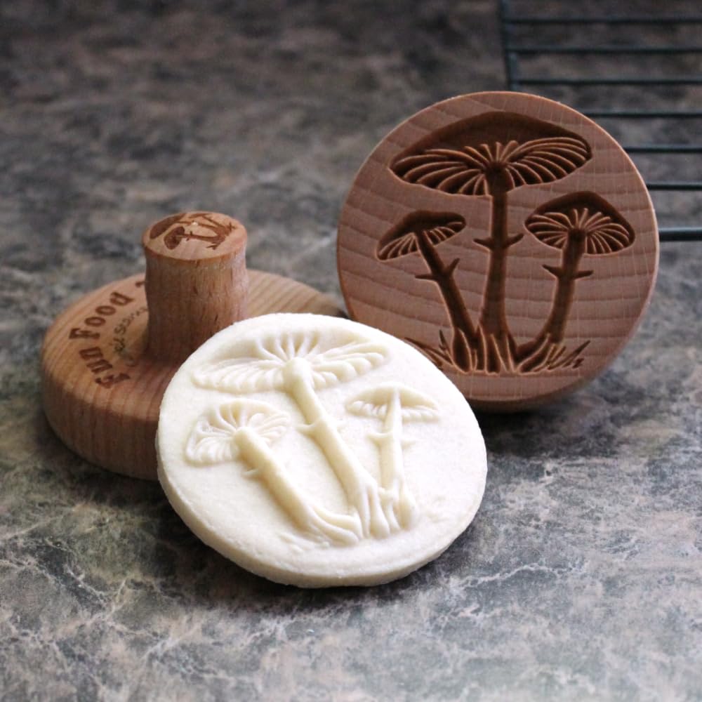 Fun Food Tools, Wood Cookie Stamp, 2.5 Inch (Cluster of Mushrooms CS-081)