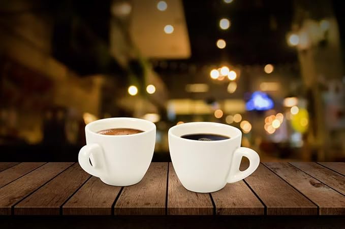 2.5 oz / 75 ml Pure White Ceramic Espresso Cups, Set of 2, Demitasse Espresso Mugs, SSE-114-16