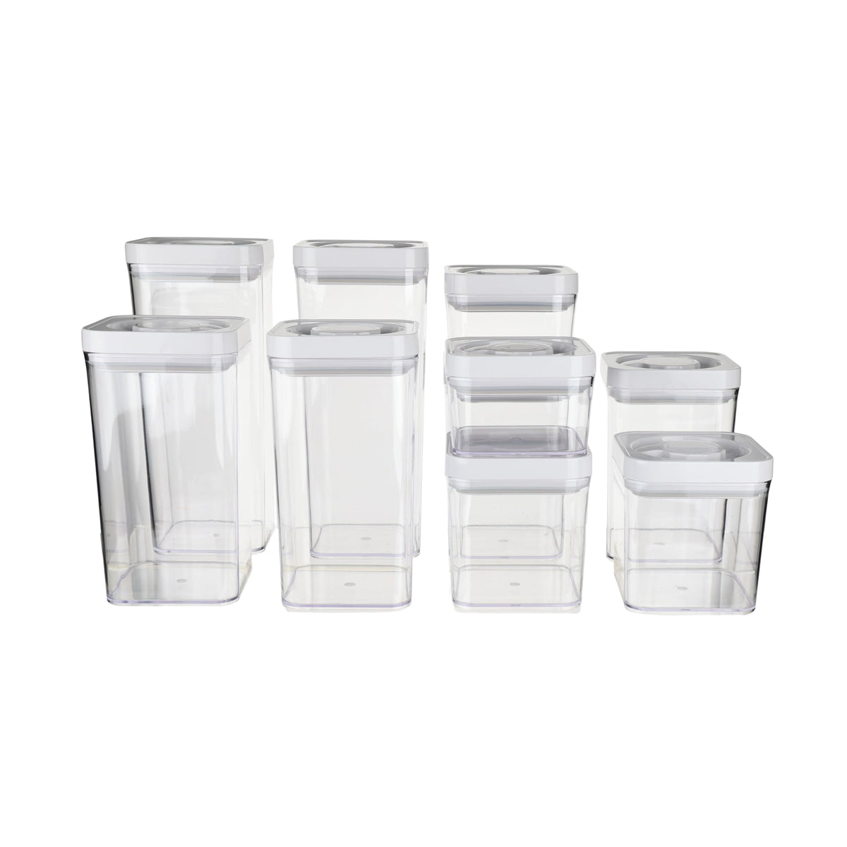 Amazon Basics Airtight Food Storage Containers, BPA Free, Dishwasher Safe, with Twist/Turn Lids, for Kitchen Pantry Organization, 10-Piece Square Set, Clear Plastic