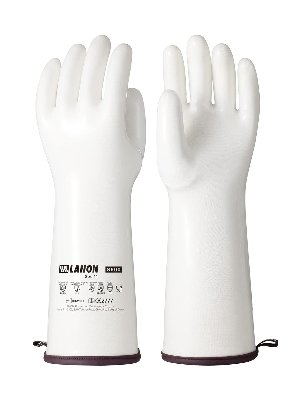 LANON 15" Liquid Silicone Heat Resistant Oven Gloves, Food Grade, CoralAir Liner, Waterproof, Extra Long, XXL