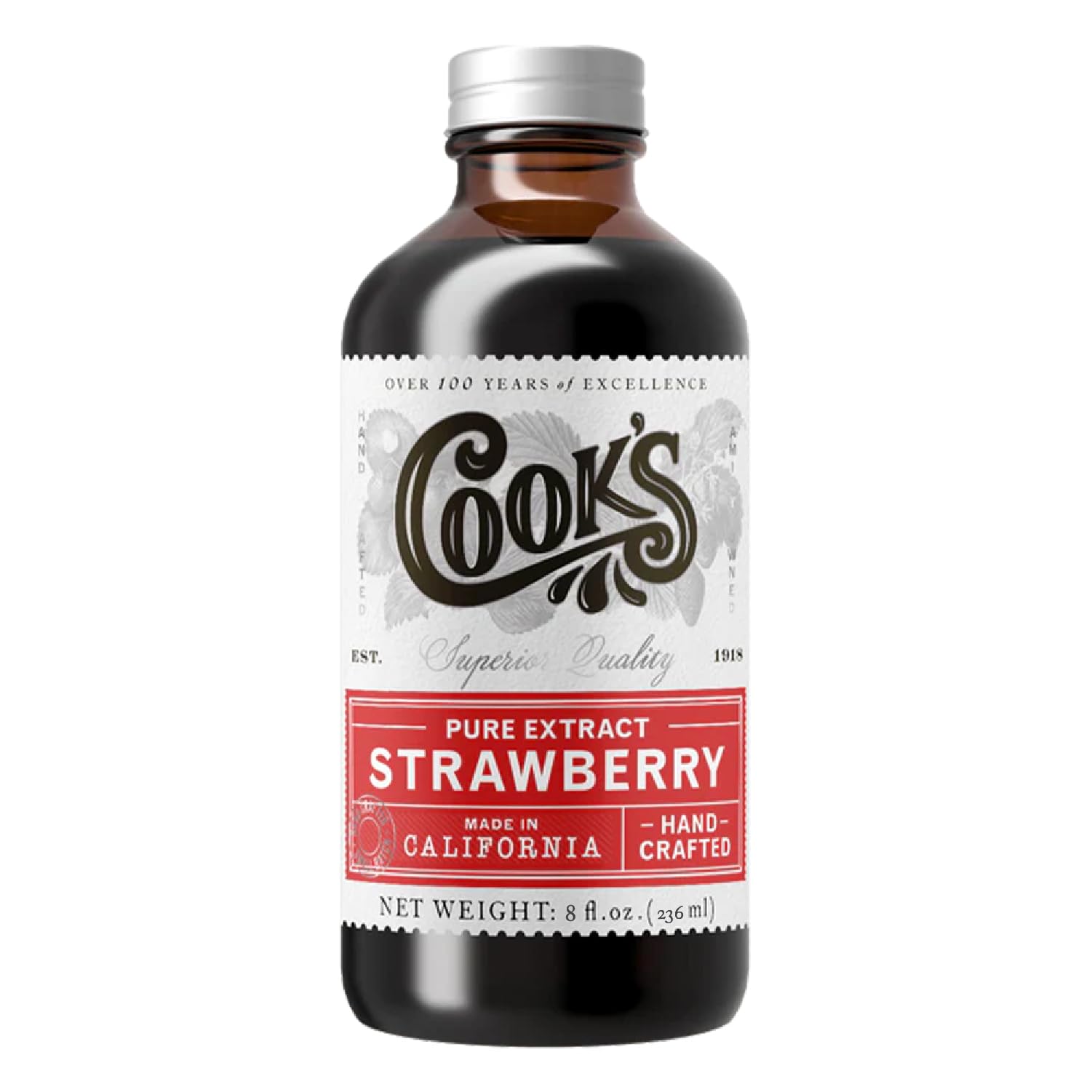 Cook's Strawberry Extract for Baking, Preserves, Syrup & Cakes, 8 oz