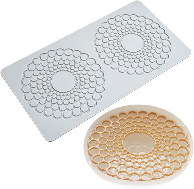 TUKE Hollow Round Circular Design Lace Mat Chocolate Fondant Mold DIY Sugar Craft Silicone Pad Cake Decorating Tools Kitchen Bakeware (D_ Round Circular)