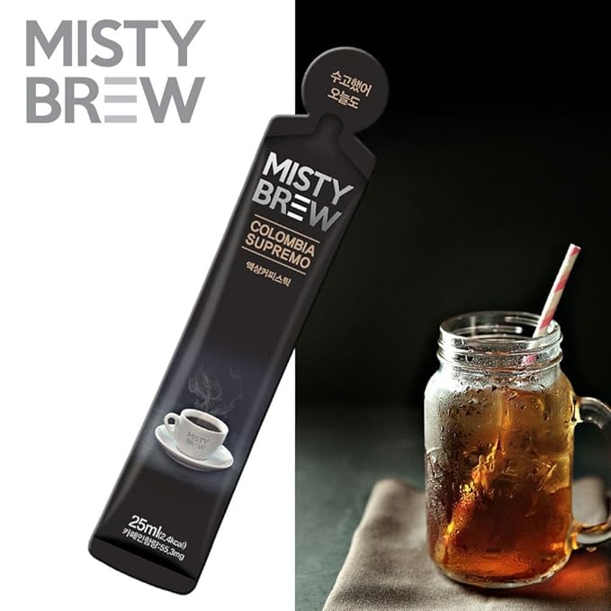 Cold Brew Coffee Concentrate liquid, Single Serve Coffee Sticks, MistyBrew, Imported from Korea, Premium coffee (10 sticks, Supremo)