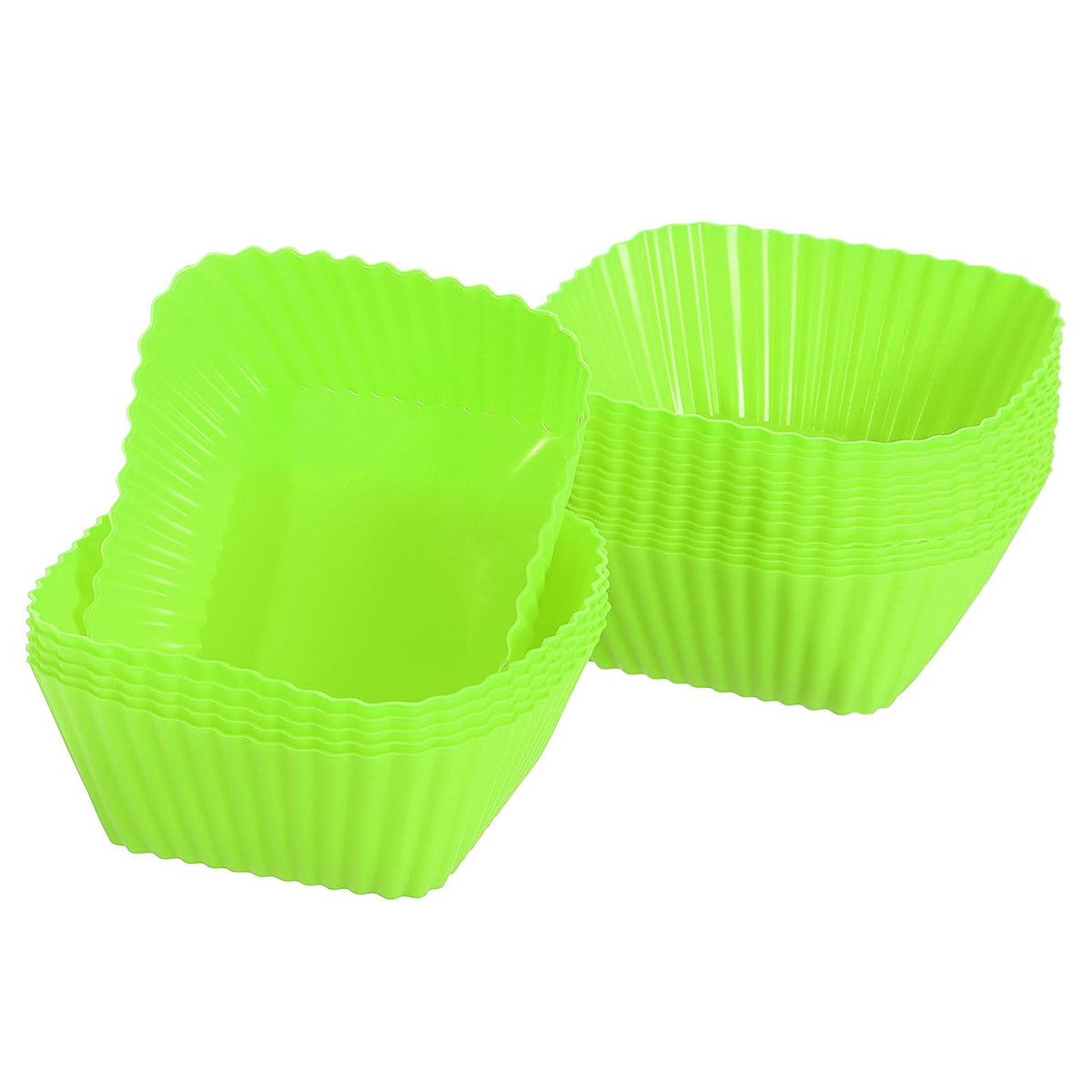 uxcell 18Pcs Silicone Cupcake Baking Cups, Silicone Muffins Liners Non-Stick Square Baking Cups, for Cooking Eggs Baking Muffins and Make a Cake(Red)