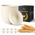 HOTEC 8-Pack 26oz Unbreakable Plastic Cereal Bowls, Off-White