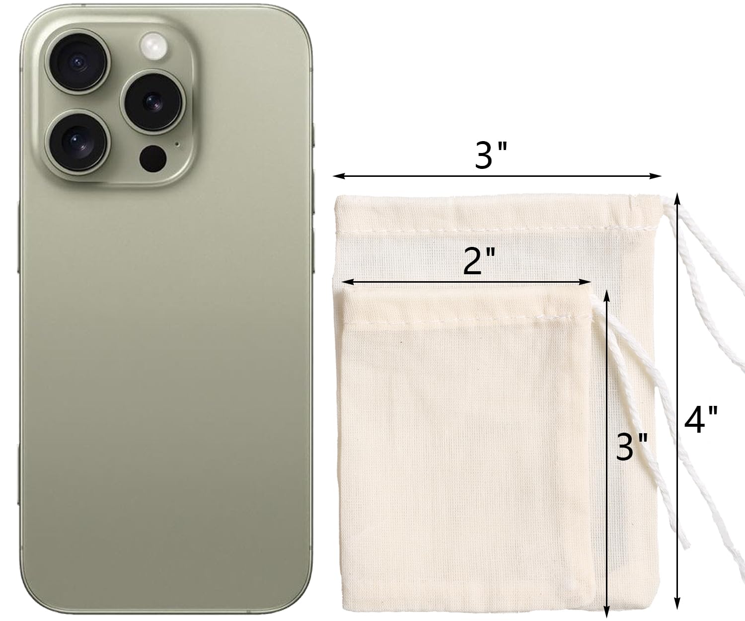 Eketirry Spice Bags, 20pcs Reusable Empty Tea Bags, Muslin Strainer Bags, Soup Bags for Cooking, Natural Cotton Fine Mesh Cheesecloth Bags for Cold Brew Coffee(2 x3" &3 x4")