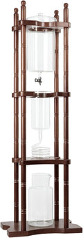 Nispira Cold Brew coffee Maker Ice Coffee Drip Machine with Advanced Slow Drip Technology Borosilicate Glass with Wood Tower, 6-8 Cup