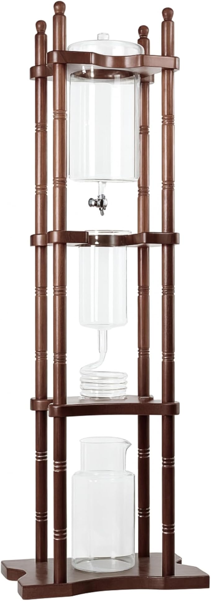 Nispira Cold Brew coffee Maker Ice Coffee Drip Machine with Advanced Slow Drip Technology Borosilicate Glass with Wood Tower, 6-8 Cup