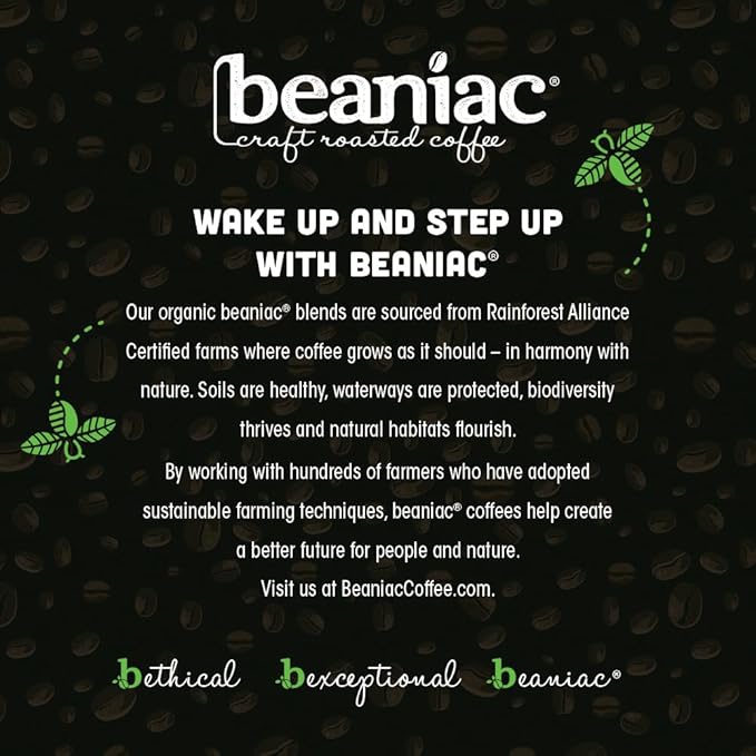 beaniac Organic Kickstarter Colombian, Medium Light Roast, Single Serve Compostable K Cup Coffee Pods, Organic Arabica Coffee, Keurig Brewer Compatible, 30 Count
