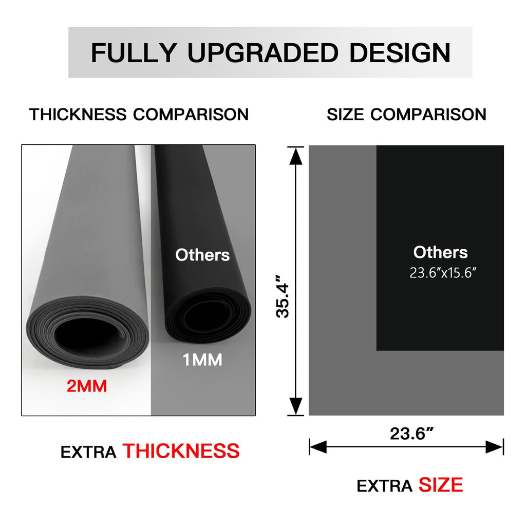 Extra Large Silicone Mat, Silicone Mats for Kitchen Counter 47.3''x23.6''x0.08", 2MM Nonslip Heat Resistant Mat, Countertop Protector, Nonstick Waterproof Craft Mat Table Placemat(Dark Gray)