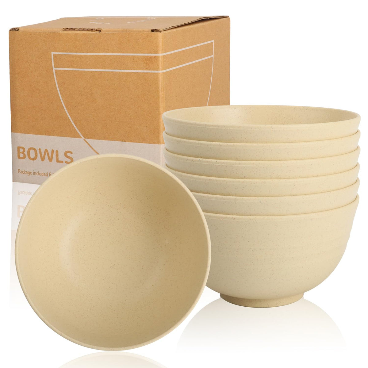 Wrova Mini Wheat Straw Bowls Set of 6, Unbreakable Snack Bowls for Kids
