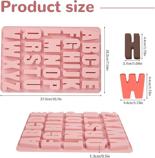 1 Pcs 26 Cavities Silicone Alphabet chocolate letter molds, Letter Molds for Chocolate, Candy, Cake, Biscuit, Large Depth, Easy Release and Clean