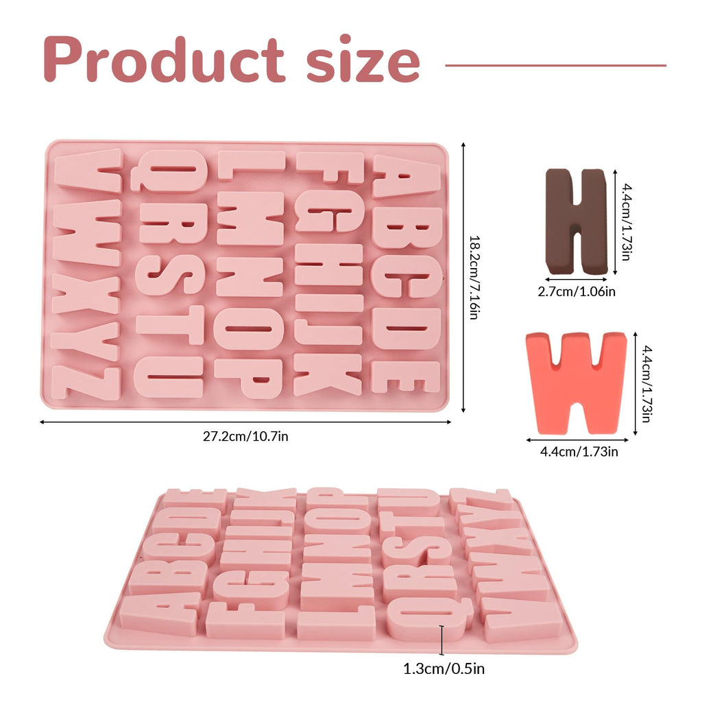 1 Pcs 26 Cavities Silicone Alphabet chocolate letter molds, Letter Molds for Chocolate, Candy, Cake, Biscuit, Large Depth, Easy Release and Clean