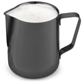 Zulay Milk Frother Cup 350ml/600ml/950ml (12oz/20oz/32oz) - Stainless Steel Frothing Pitcher With Laser-Welded Handle & Precise Measurement Markings - Black - 12oz