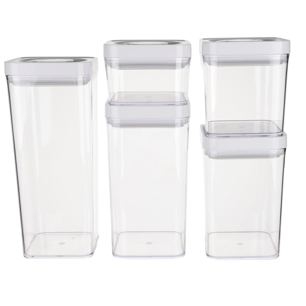 Amazon Basics Airtight Food Storage Containers, BPA Free, Dishwasher Safe, with Twist/Turn Lids, for Kitchen Pantry Organization, 10-Piece Square Set, Clear Plastic