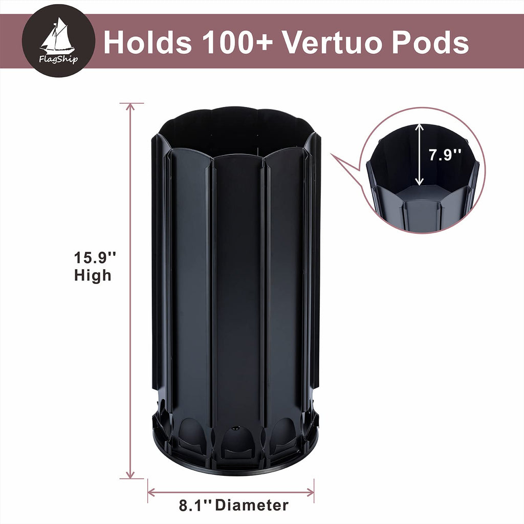 FlagShip Vertuo Pod Carousel Holder 100+ Pods Capacity Black Sturdy Metal